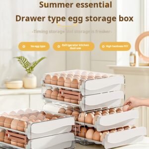 Egg storage box, refrigerator drawer-style kitchen storage organizer, egg box, food-grade container