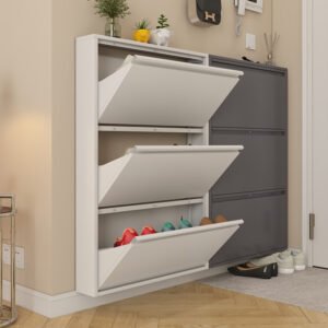 Ultra-narrow entrance cabinet, steel shoe cabinet behind the entrance door, ultra-thin shoe cabinet, large capacity for home use.
