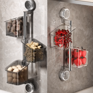 Onion, ginger, garlic, and chili pepper storage box, multi-functional kitchen storage rack, suction cup wall-mounted storage device